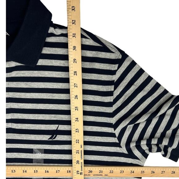 NAUTICA Men's NEW Grey & Black Striped Polo Shirt SZ 1X - Picture 7 of 12